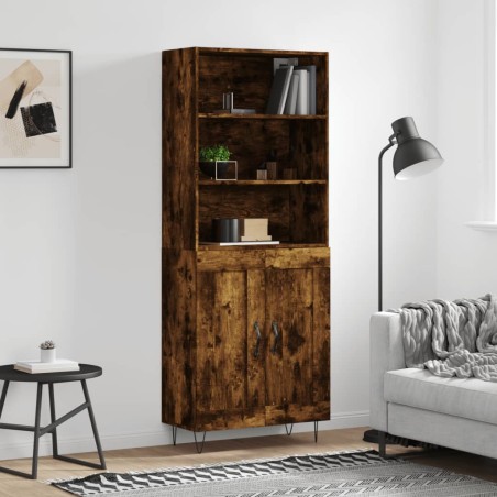 vidaXL Aparador alto madera contrachapada roble ahumado 69,5x34x180 cm