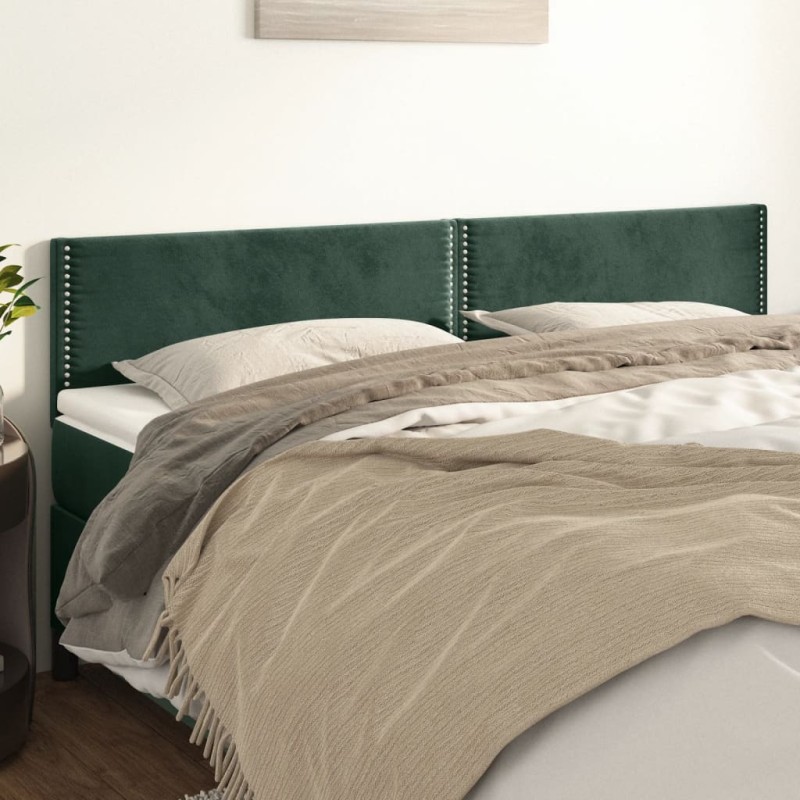 vidaXL Cabeceros 2 unidades de terciopelo verde oscuro 100x5x78/88 cm