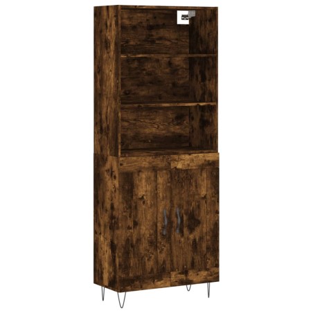 vidaXL Aparador alto madera contrachapada roble ahumado 69,5x34x180 cm