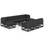 vidaXL Set de muebles de jardín 10 pzas con cojines madera pino negro vidaXL Set de muebles de jardín 10 pzas con cojines madera pino negro