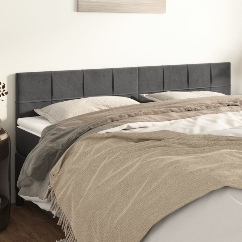 vidaXL Cabeceros 2 unidades de terciopelo gris oscuro 90x5x78/88 cm vidaXL Cabeceros 2 unidades de terciopelo gris oscuro 90x5x78/88 cm