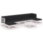 vidaXL Set muebles jardín con cojines 8 pzas madera maciza pino blanco