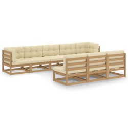 vidaXL Set de muebles de jardín 8 pzs cojines madera pino marrón miel