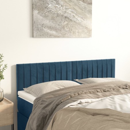 vidaXL Cabeceros 2 unidades terciopelo azul oscuro 72x5x78/88 cm