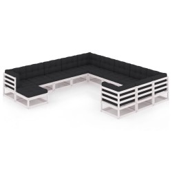 vidaXL Set de muebles de jardín 12 pzas con cojines madera pino blanco