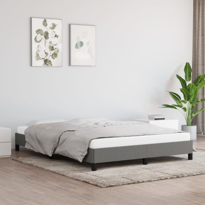 vidaXL Estructura de cama de tela gris oscuro 140x190 cm