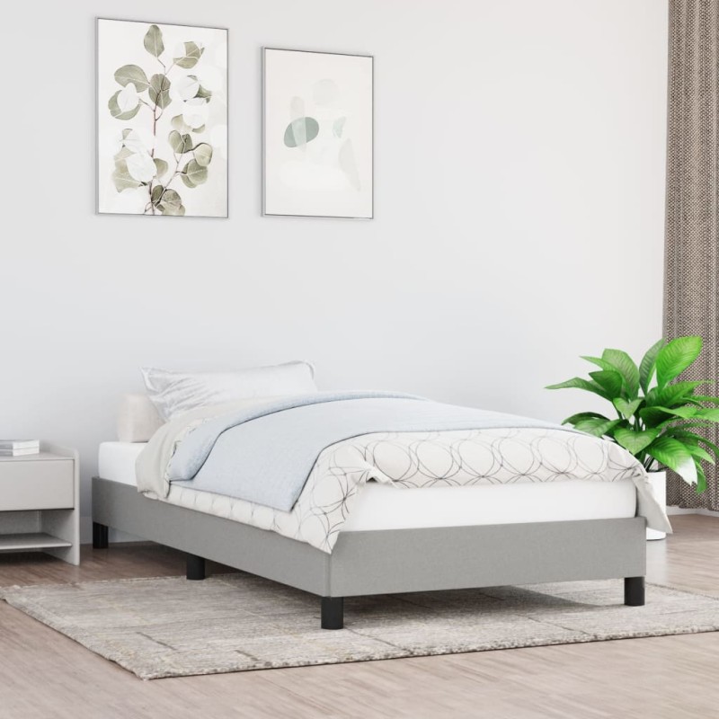 vidaXL Estructura de cama de tela gris claro 100x200 cm