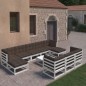 vidaXL Set de muebles de jardín 11 pzas con cojines madera pino blanco vidaXL Set de muebles de jardín 11 pzas con cojines madera pino blanco