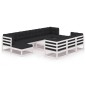 vidaXL Set de muebles de jardín 11 pzas con cojines madera pino blanco vidaXL Set de muebles de jardín 11 pzas con cojines madera pino blanco