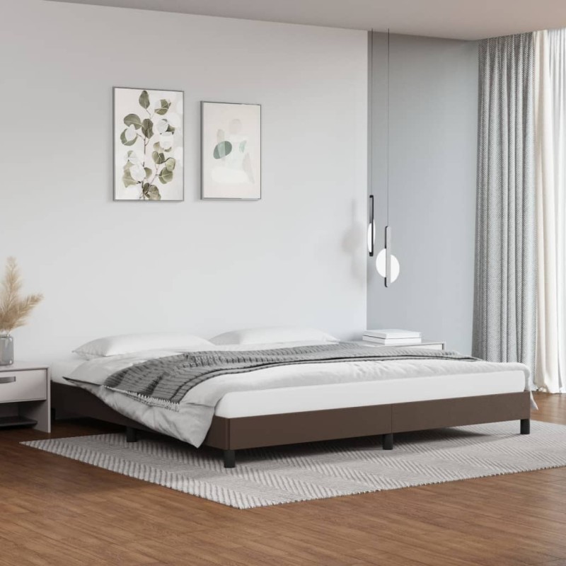 vidaXL Estructura de cama de cuero sintético marrón 200x200 cm vidaXL Estructura de cama de cuero sintético marrón 200x200 cm