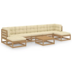 vidaXL Set de muebles de jardín 8 pzs cojines madera pino marrón miel