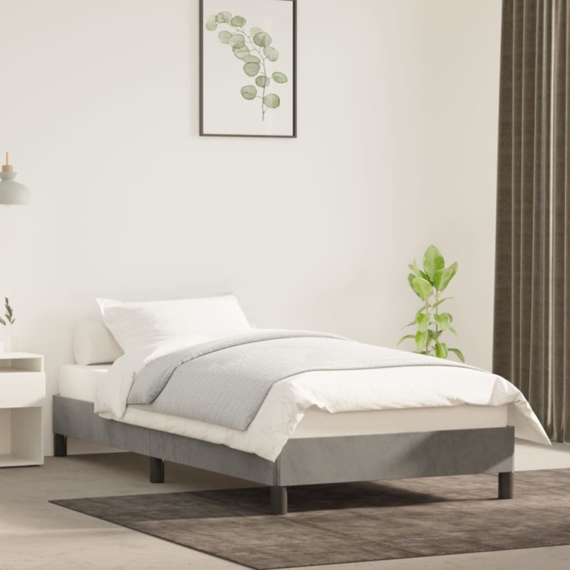 vidaXL Estructura de cama de terciopelo gris claro 90x190 cm vidaXL Estructura de cama de terciopelo gris claro 90x190 cm