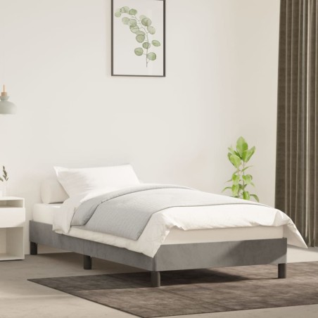 vidaXL Estructura de cama de terciopelo gris claro 90x190 cm
