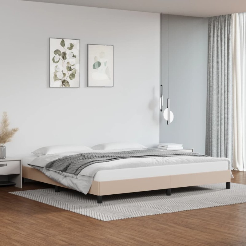 vidaXL Estructura de cama de cuero sintético capuchino 200x200 cm vidaXL Estructura de cama de cuero sintético capuchino 200x200 cm