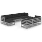 vidaXL Set de muebles de jardín 10 pzas con cojines madera pino gris vidaXL Set de muebles de jardín 10 pzas con cojines madera pino gris