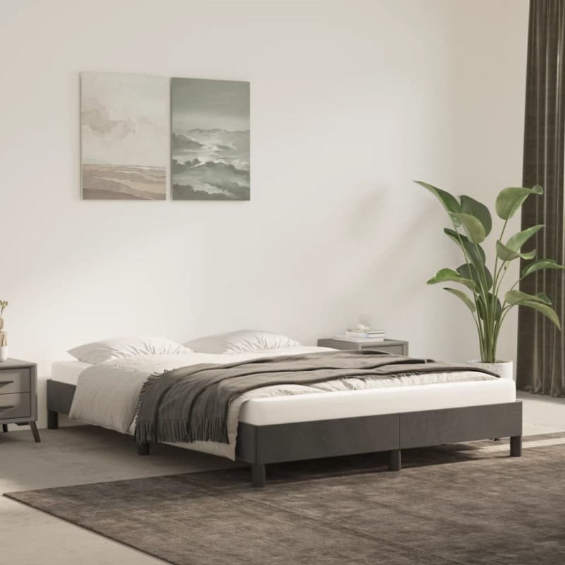 vidaXL Estructura de cama de terciopelo gris oscuro 140x190 cm vidaXL Estructura de cama de terciopelo gris oscuro 140x190 cm