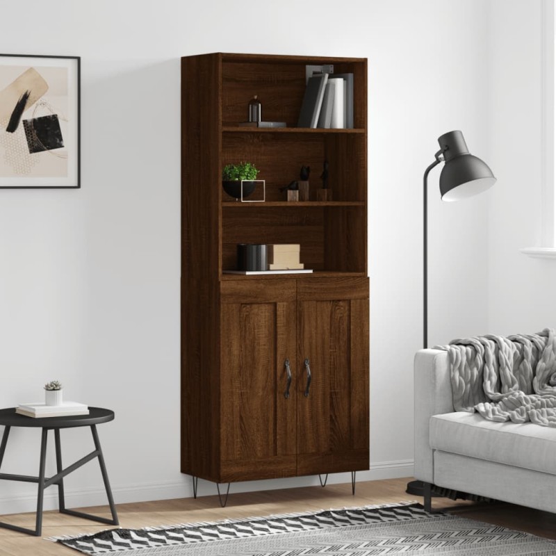 vidaXL Aparador alto madera contrachapada marrón roble 69,5x34x180 cm vidaXL Aparador alto madera contrachapada marrón roble 69,5x34x180 cm