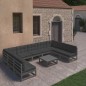 vidaXL Set de muebles de jardín 10 pzas con cojines madera pino negro