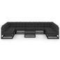vidaXL Set de muebles de jardín 10 pzas con cojines madera pino negro