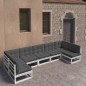 vidaXL Set muebles jardín 7 pzas con cojines madera maciza pino blanco vidaXL Set muebles jardín 7 pzas con cojines madera maciza pino blanco