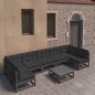 vidaXL Set de muebles de jardín 8 pzas con cojines madera pino negro vidaXL Set de muebles de jardín 8 pzas con cojines madera pino negro