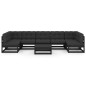 vidaXL Set de muebles de jardín 8 pzas con cojines madera pino negro vidaXL Set de muebles de jardín 8 pzas con cojines madera pino negro