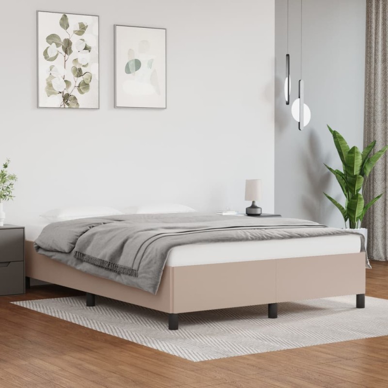 vidaXL Estructura de cama cuero sintético color capuchino 140x190 cm