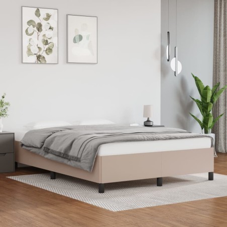 vidaXL Estructura de cama cuero sintético color capuchino 140x190 cm