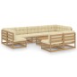 vidaXL Set de muebles de jardín 10 pzs cojines madera pino marrón miel vidaXL Set de muebles de jardín 10 pzs cojines madera pino marrón miel