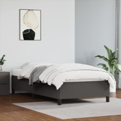 vidaXL Estructura de cama de cuero sintético gris 90x200 cm