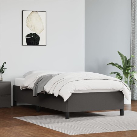 vidaXL Estructura de cama de cuero sintético gris 90x200 cm
