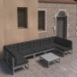 vidaXL Set de muebles de jardín 8 pzas con cojines madera pino gris vidaXL Set de muebles de jardín 8 pzas con cojines madera pino gris