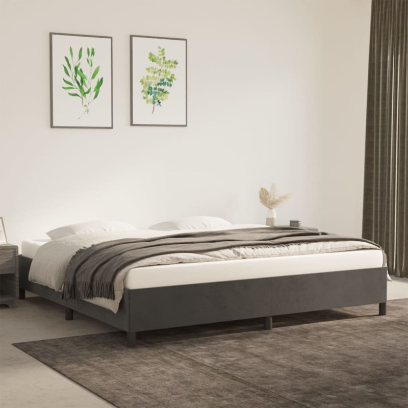 vidaXL Estructura de cama de terciopelo gris oscuro 180x200 cm vidaXL Estructura de cama de terciopelo gris oscuro 180x200 cm
