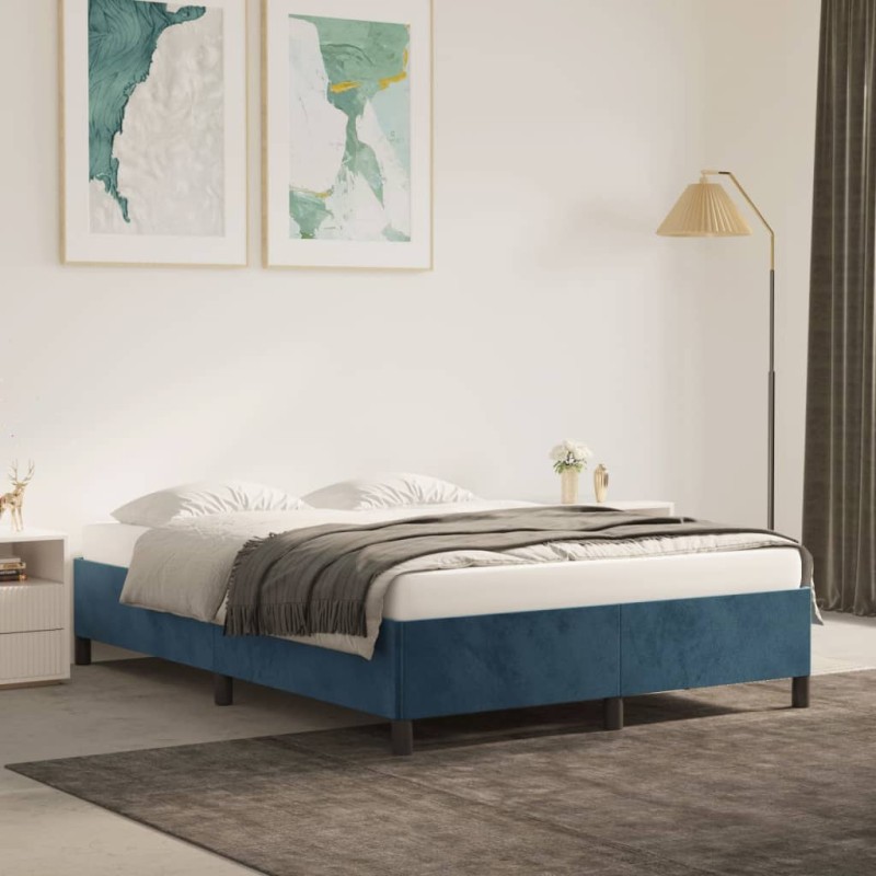 vidaXL Estructura de cama de terciopelo azul 140x190 cm vidaXL Estructura de cama de terciopelo azul 140x190 cm