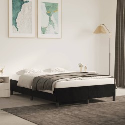 vidaXL Estructura de cama de terciopelo negro 140x190 cm