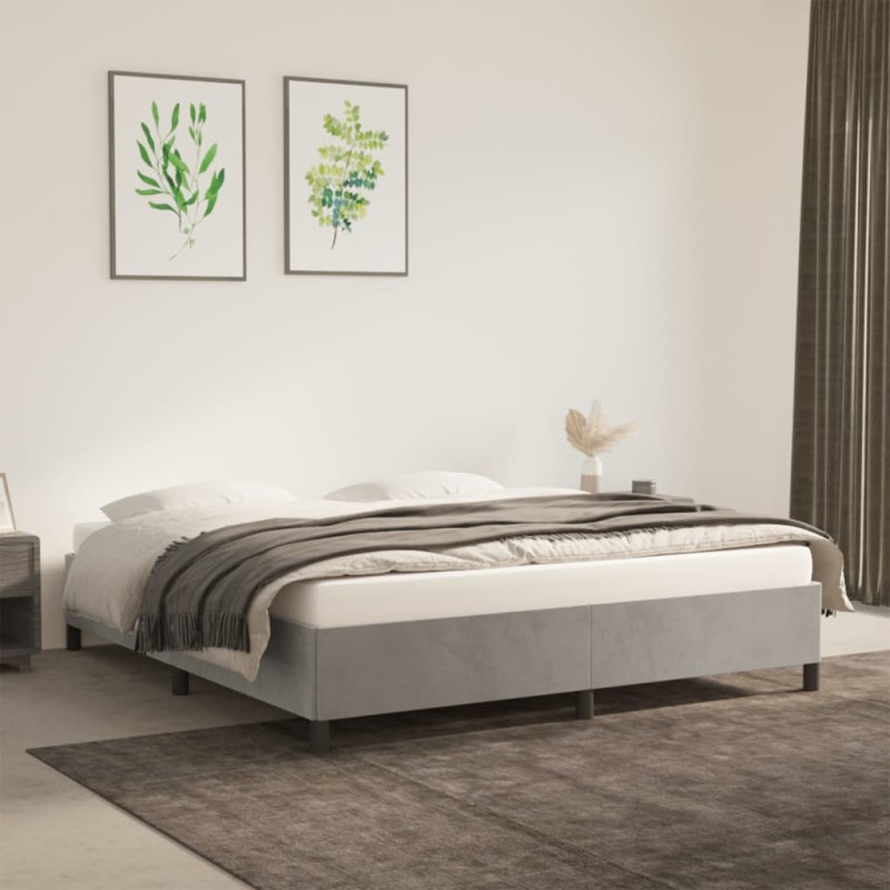 vidaXL Estructura de cama de terciopelo gris claro 180x200 cm vidaXL Estructura de cama de terciopelo gris claro 180x200 cm