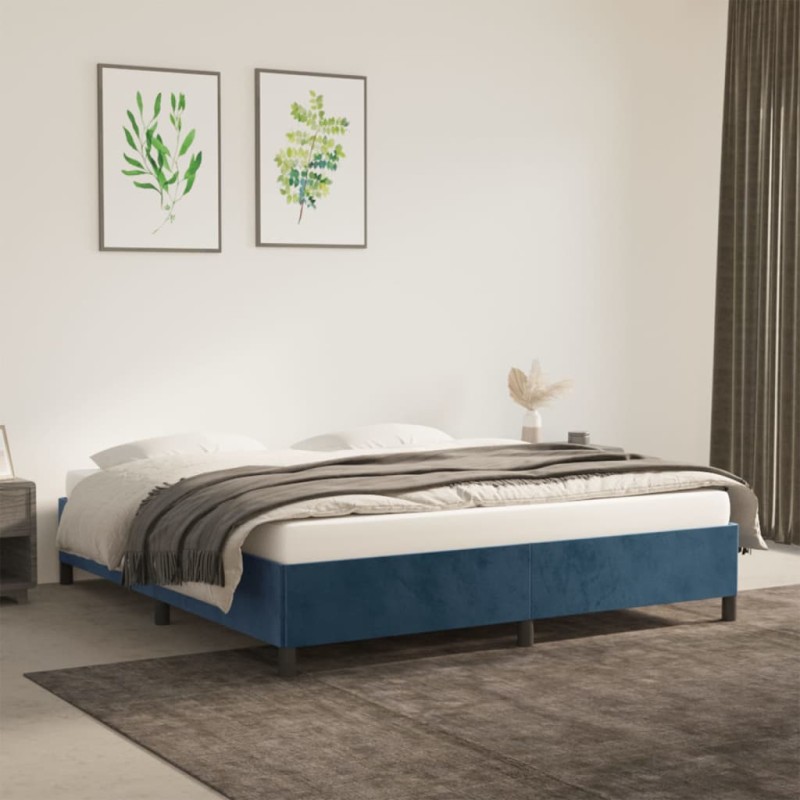 vidaXL Estructura de cama de terciopelo azul 160x200 cm vidaXL Estructura de cama de terciopelo azul 160x200 cm