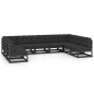 vidaXL Set de muebles de jardín 9 pzas con cojines madera pino negro vidaXL Set de muebles de jardín 9 pzas con cojines madera pino negro