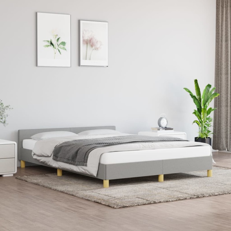 vidaXL Estructura de cama con cabecero de tela gris claro 140x190 cm vidaXL Estructura de cama con cabecero de tela gris claro 140x190 cm