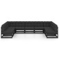 vidaXL Set de muebles de jardín 9 pzas con cojines madera pino negro vidaXL Set de muebles de jardín 9 pzas con cojines madera pino negro