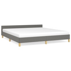 vidaXL Estructura de cama con cabecero tela gris oscuro 180x200 cm