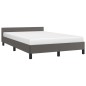 vidaXL Estructura de cama con cabecero cuero sintético gris 120x200cm vidaXL Estructura de cama con cabecero cuero sintético gris 120x200cm