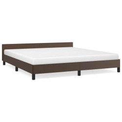 vidaXL Estructura de cama cabecero cuero sintético marrón 180x200 cm