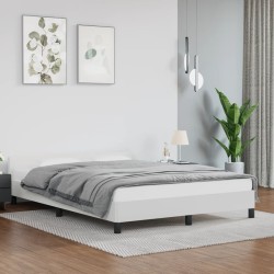 vidaXL Estructura de cama cabecero cuero sintético blanco 140x200 cm