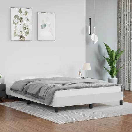 vidaXL Estructura de cama cabecero cuero sintético blanco 140x200 cm