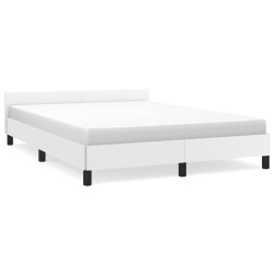 vidaXL Estructura de cama cabecero cuero sintético blanco 140x200 cm