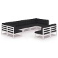 vidaXL Set de muebles de jardín 9 pzas con cojines madera pino blanco