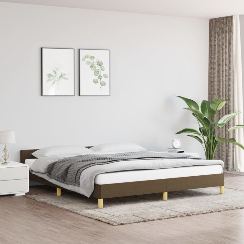 vidaXL Estructura de cama con cabecero de tela marrón 160x200 cm vidaXL Estructura de cama con cabecero de tela marrón 160x200 cm
