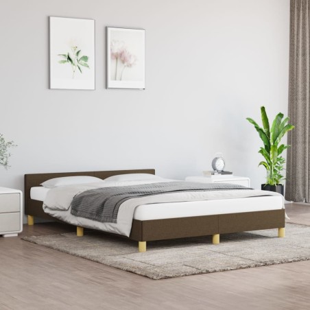 vidaXL Estructura de cama con cabecero de tela marrón 140x200 cm