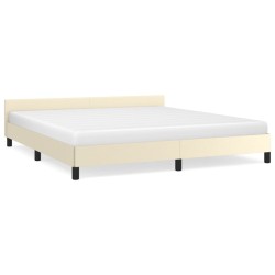 vidaXL Estructura de cama con cabecero cuero sintético crema 160x200cm
